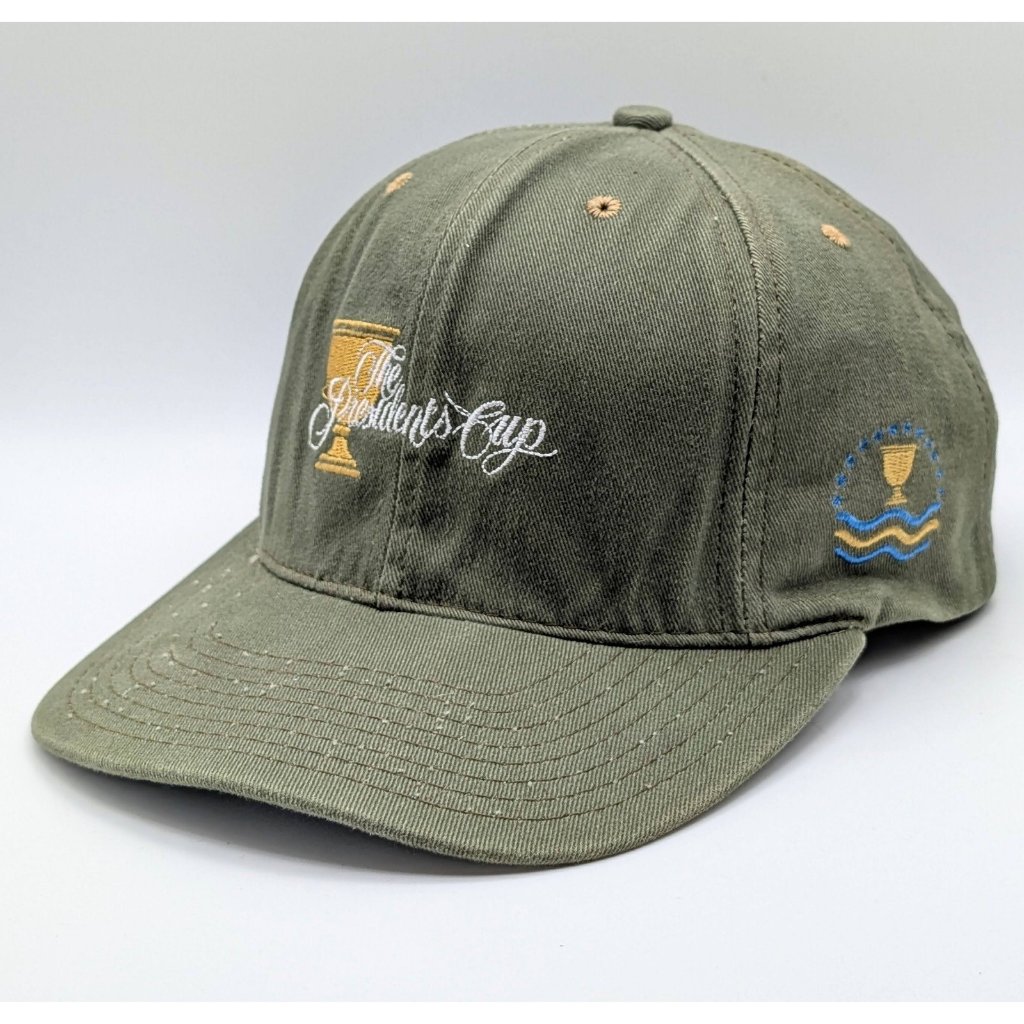 Pga Tour The Presidents Cup Hat Cap Green Leather Strap Adjustable Back Golf Pga Tour The Presidents Cup Hat Cap Green Leather Strap Adjustable Back Golf
